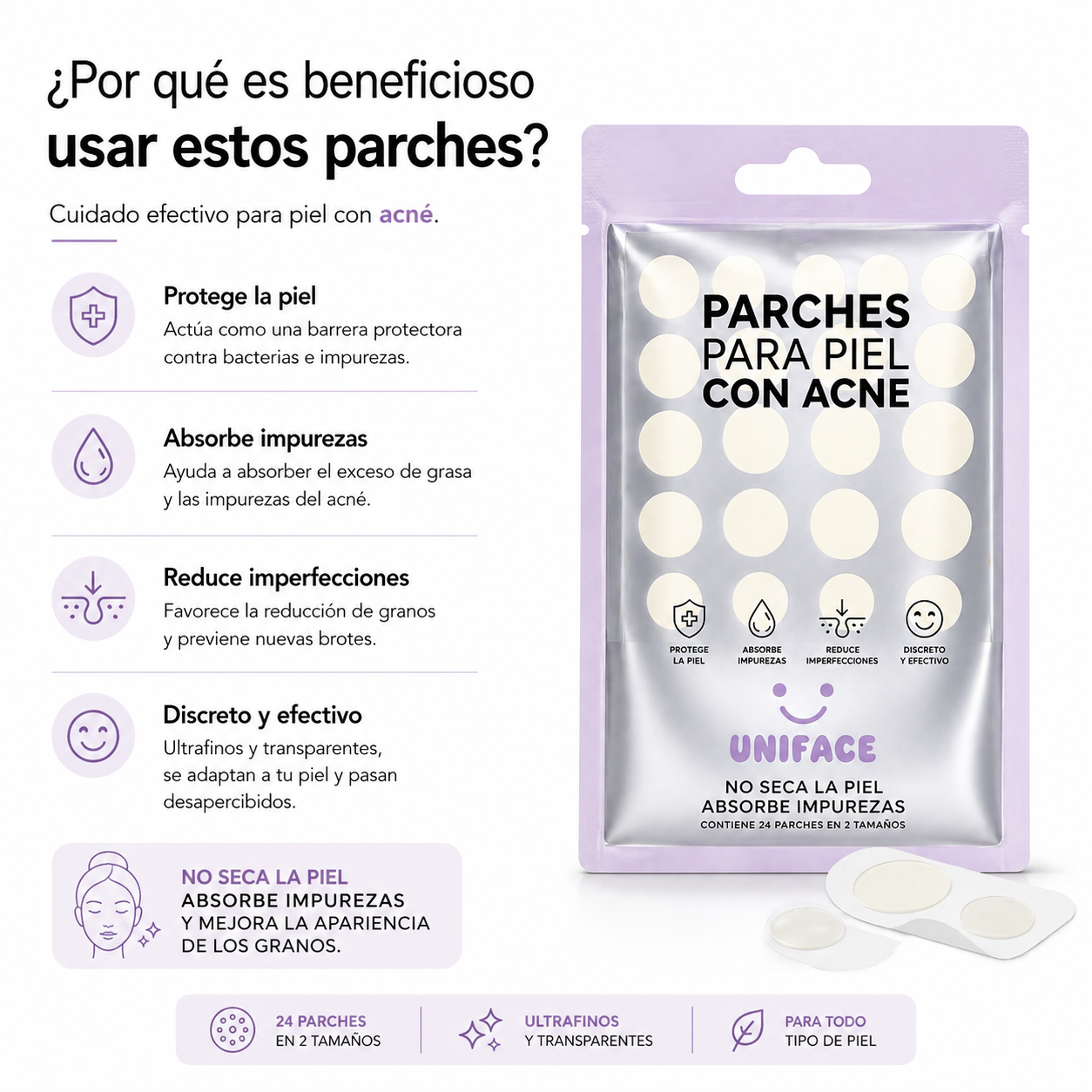 Parches para el Acné Uniface x1 – Secado Rápido y Acción Invisible