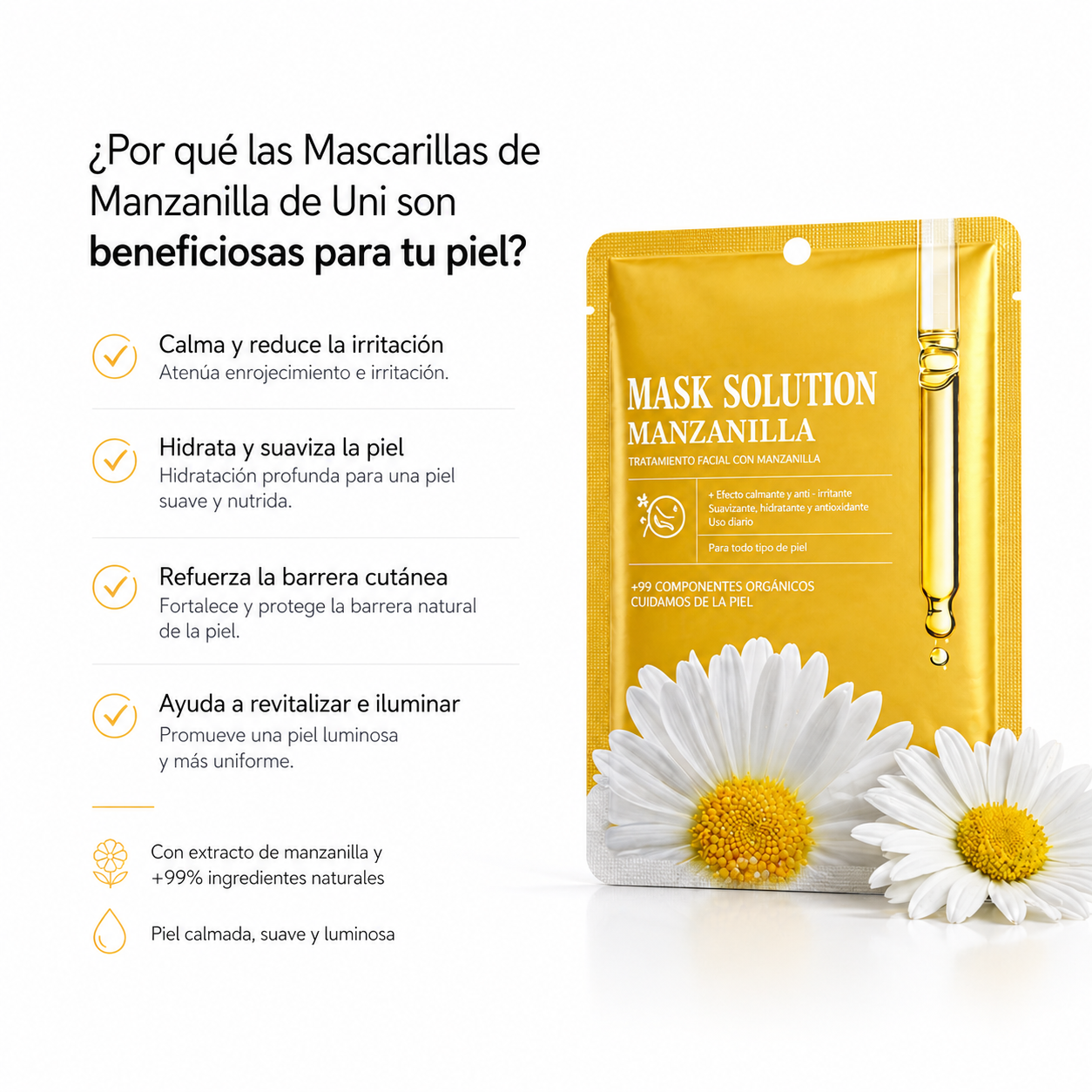 Mascarilla Facial de Manzanilla Calmante e Hidratante