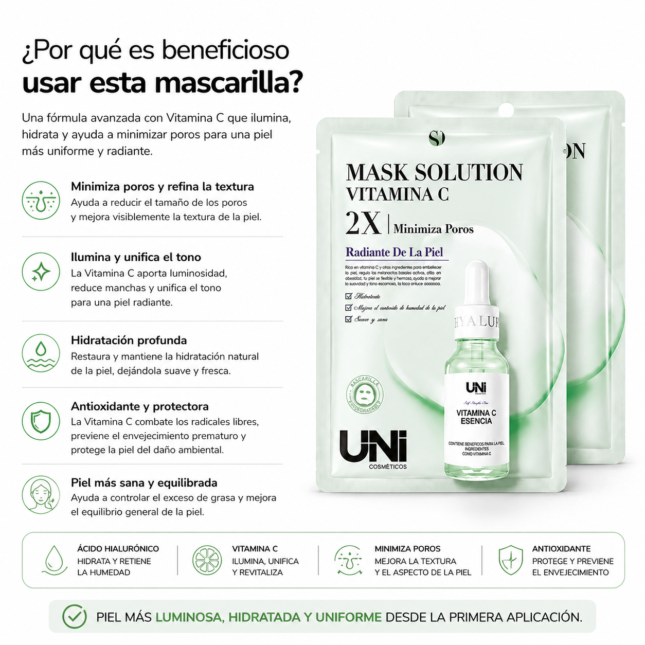 Mascarilla Facial de Vitamina C – Antioxidante, Iluminadora y Efecto Intensivo