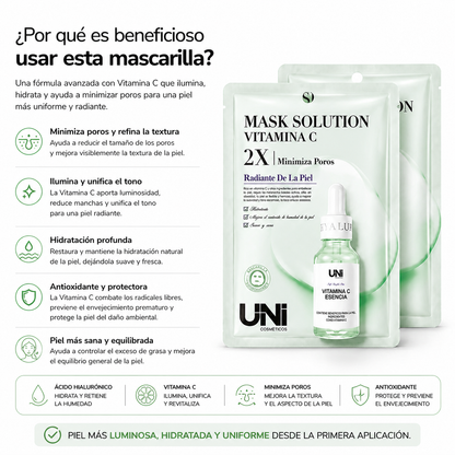 Mascarilla Facial de Vitamina C – Antioxidante, Iluminadora y Efecto Intensivo