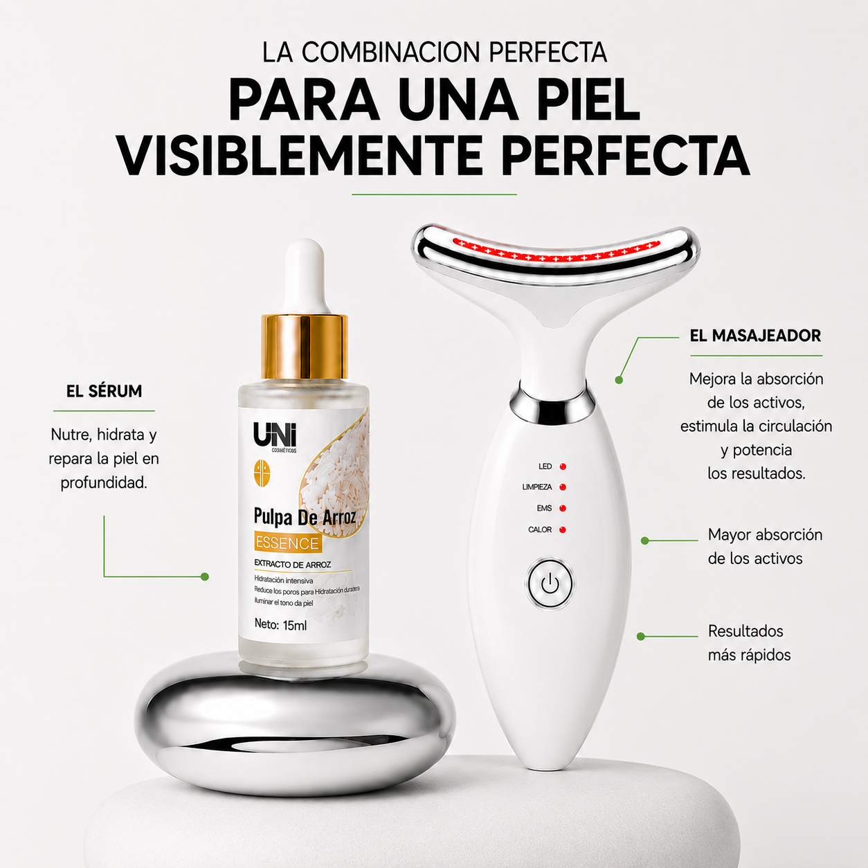 Masajeador Facial EMS Reafirmante Antiage para Papada, Rostro y Cuello