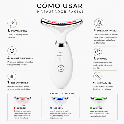 Masajeador Facial EMS Reafirmante Antiage para Papada, Rostro y Cuello